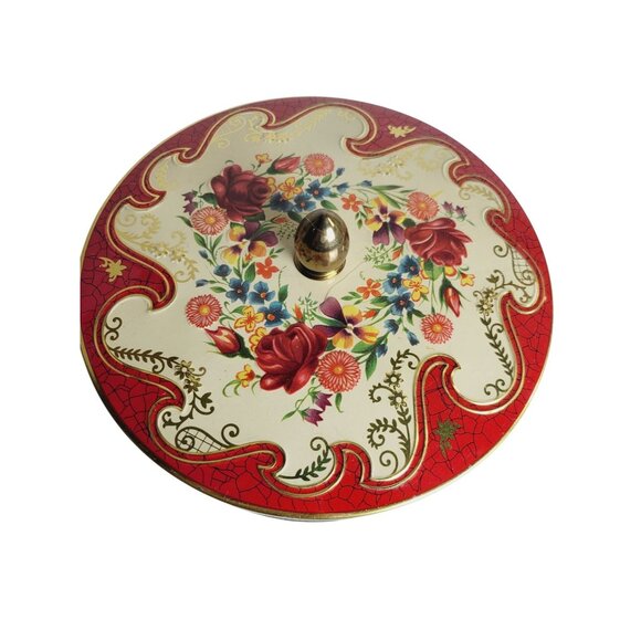 Vintage Round Biscuit Tin Embossed Floral Pattern 6.5” 1960's England - Picture 2 of 12